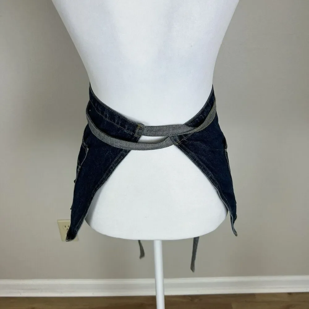 American Eagle Dark Blue Jean Denim Multi Pocket Utility Crafts Apron NWOT